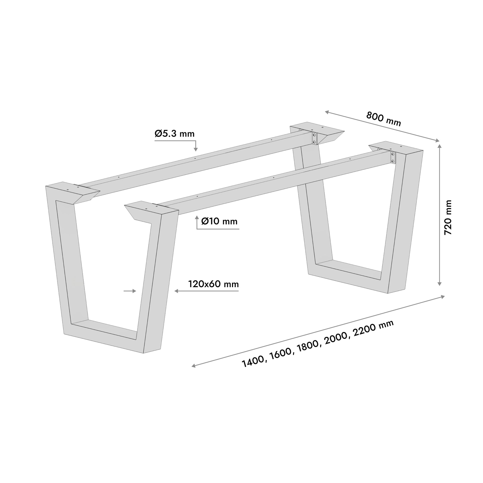 Stolová noha Atria Epox Extreme - 160x80x72 cm
