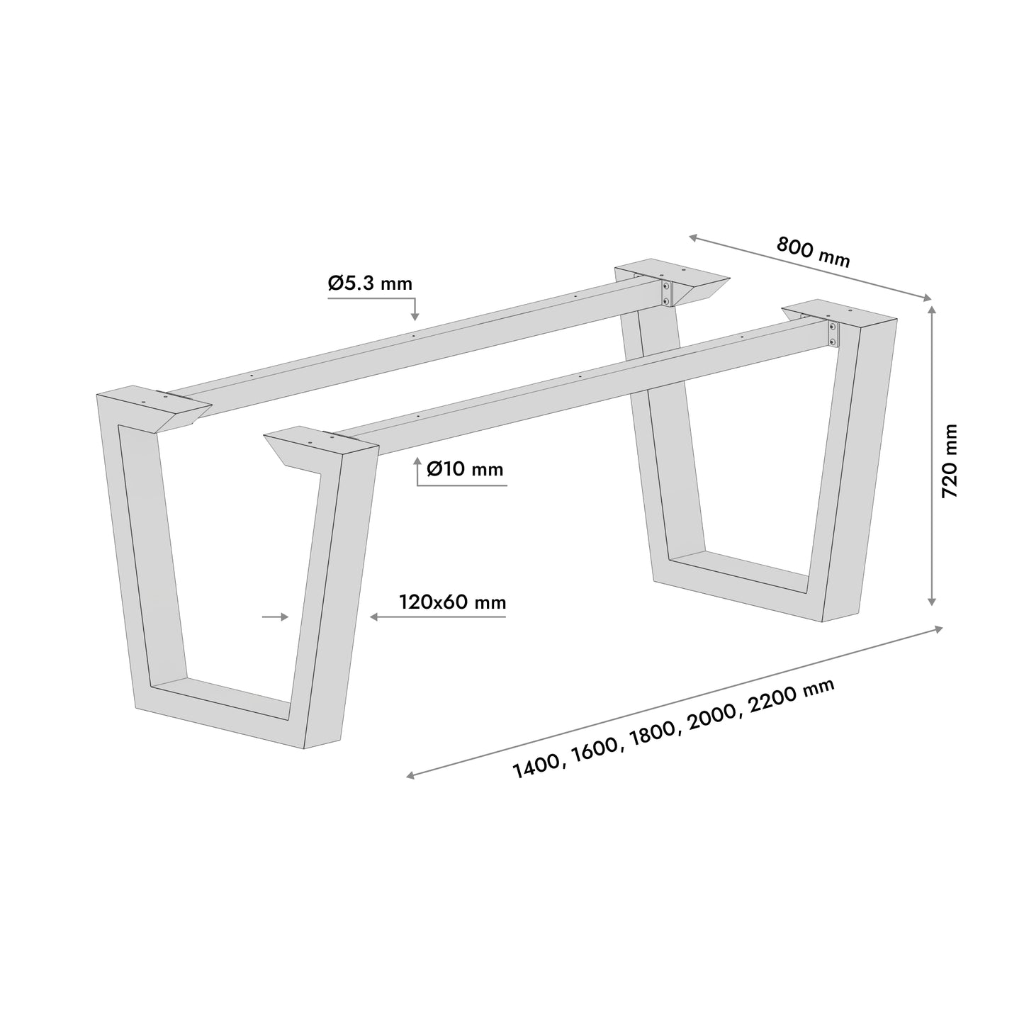 Stolová noha Atria Epox Extreme - 180x80x72 cm