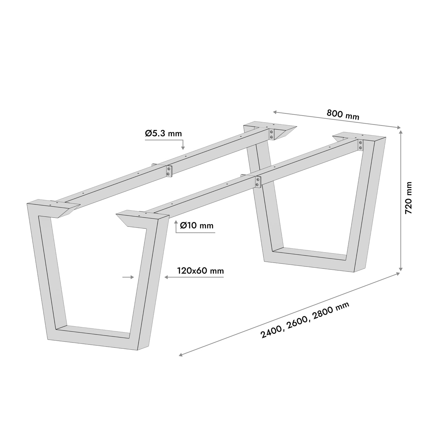 Stolová noha Atria Epox Extreme - 260x80x72 cm
