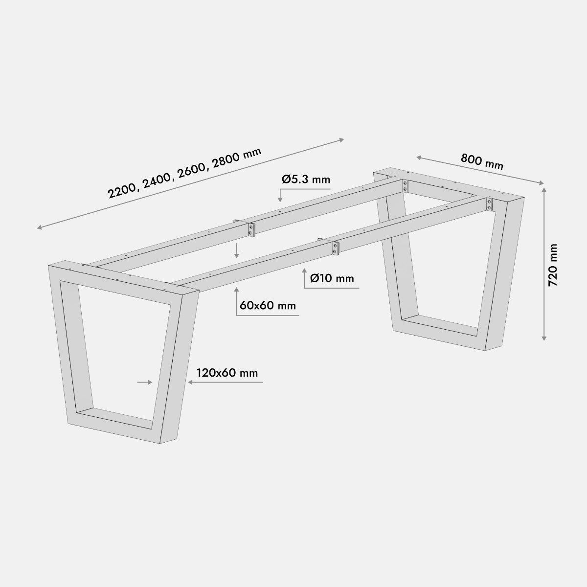 Stolová Noha - Atria Extreme - 220x80x72 cm