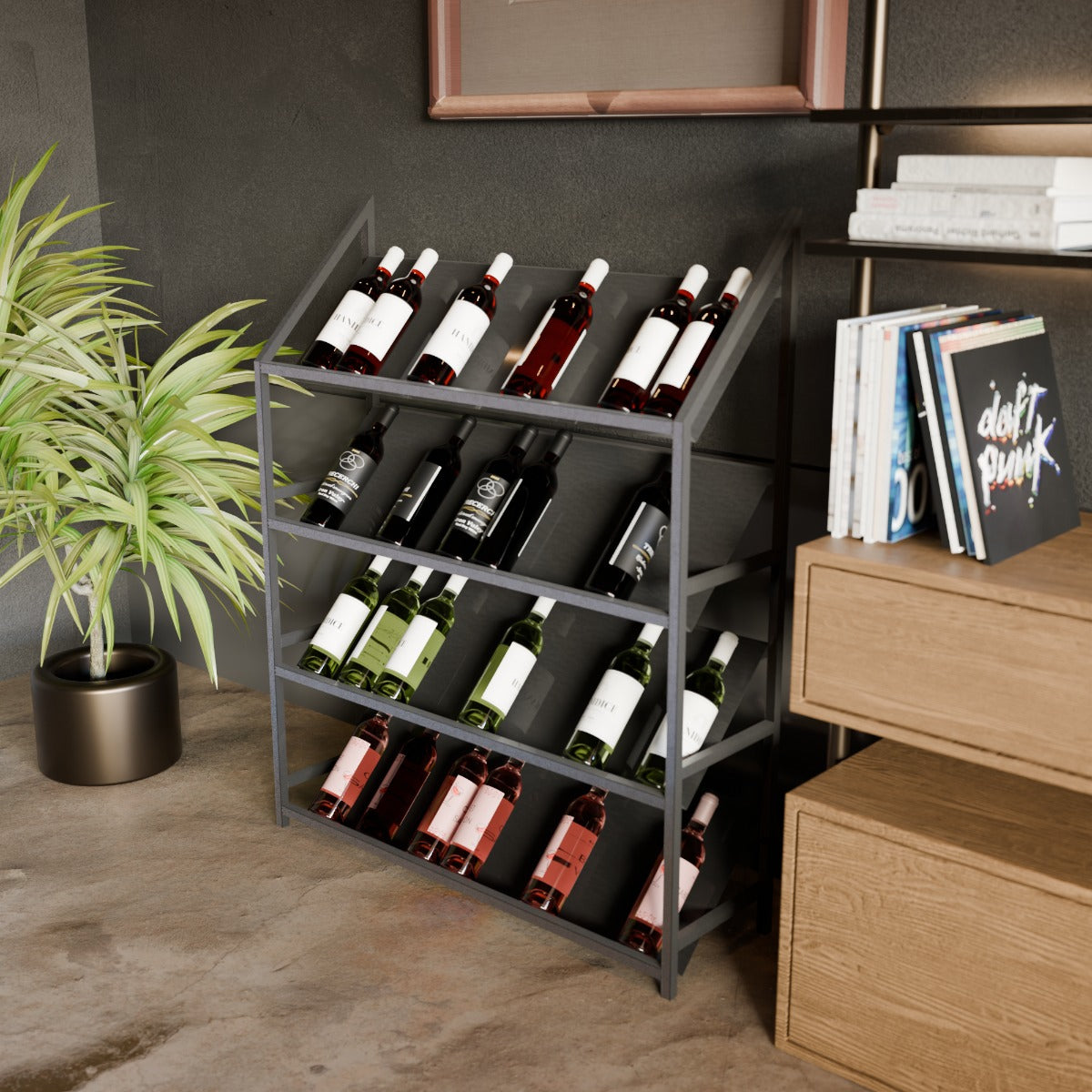 Regál Na Víno - Bordeaux - 125x100x30 cm