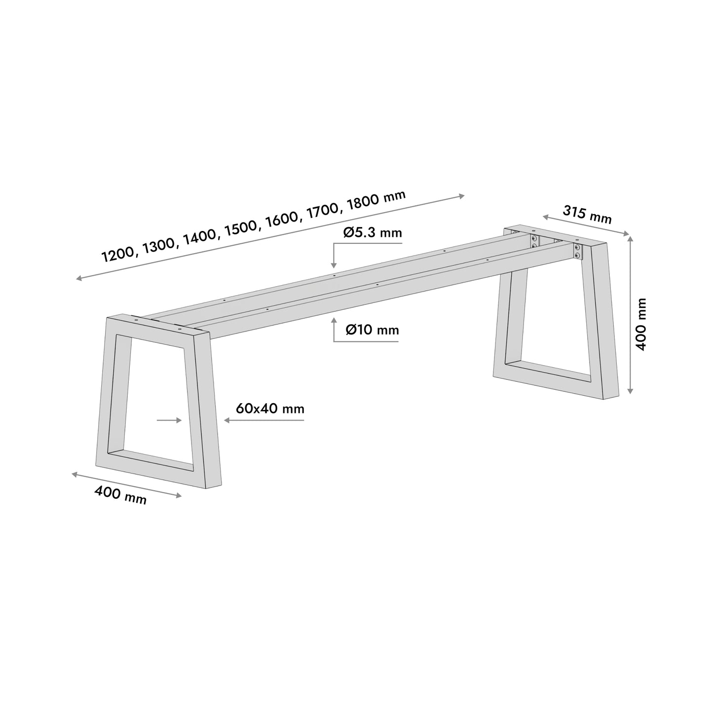 Noha na lavice Nemesis - 40x40x180 cm